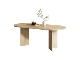 Table de salle à manger pour 6 à 8 personnes, plateau de 18 mm et coins arrondis, en mdf chêne, 160 × 80 cm
