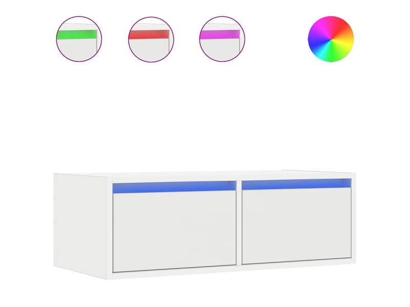  Meuble tv - banc tv - meuble de rangement avec lumières led blanc 75x35,5x25 cm  - Conforama A