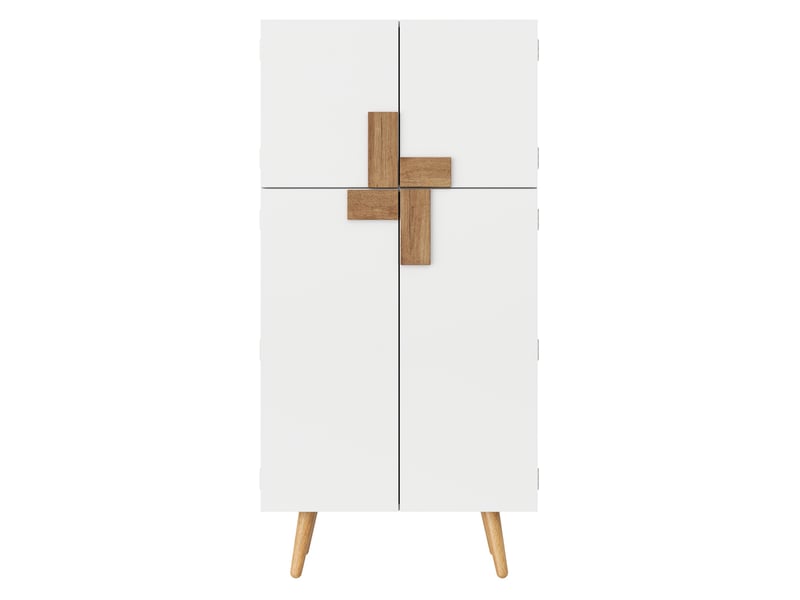  Armoire de cuisine 60 x 35 x 120 cm blanche en mdf, 4 portes avec étagères réglables et rangements  - Conforama D