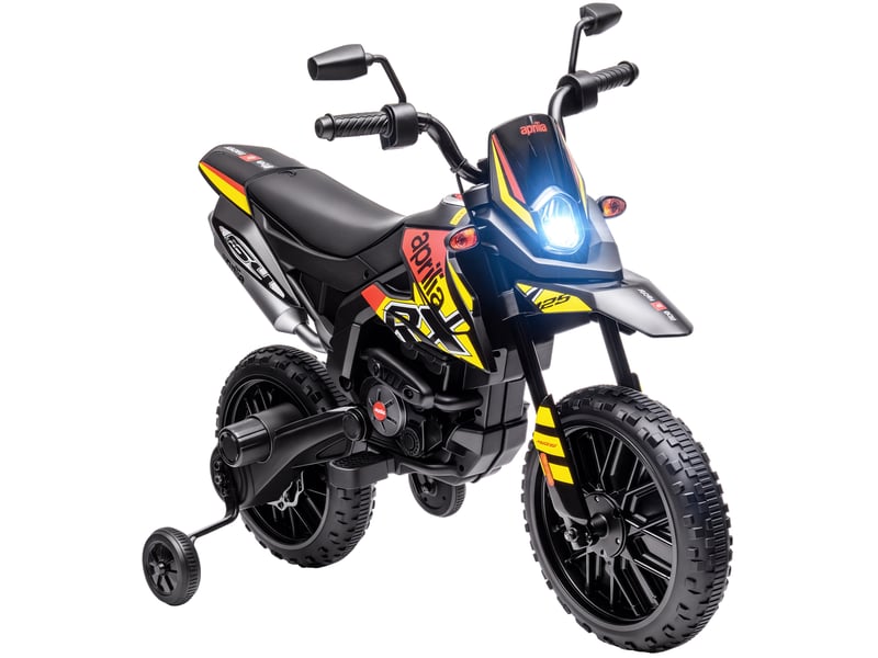  Moto électrique pour enfants de 37 à 96 mois, équipée de deux moteurs 12 v et de roues amovibles, capacité de charge 30 kg, jaune.  - Conforama A