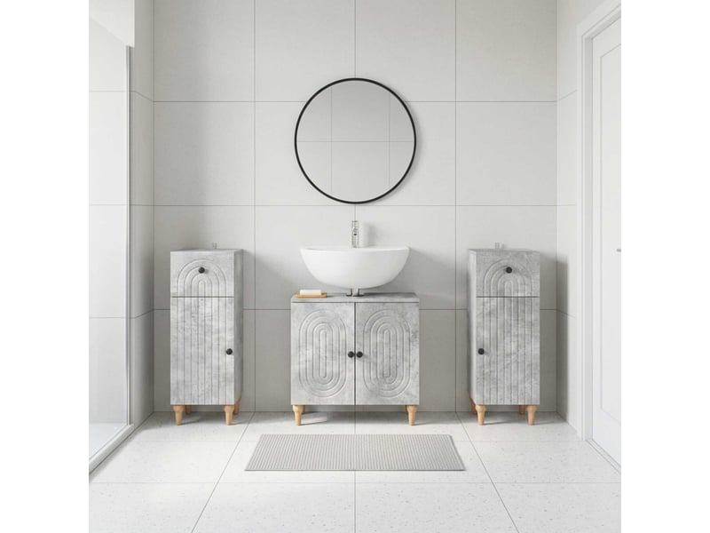 Ensemble de meuble de salle de bain 3 pièces alkmaar gris béton cf63301 - Conforama B