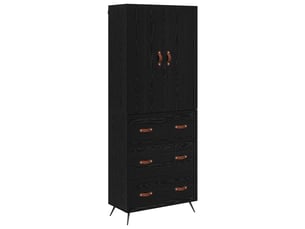 Buffet - haut armoire chêne noir 69,5 x 34 x 180 cm bois d'ingénierie