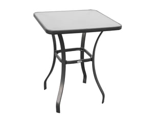 Table de jardin carrée 68,5x68,5 cm – noire – plateau en verre trempé résistant aux intempéries pour extérieur