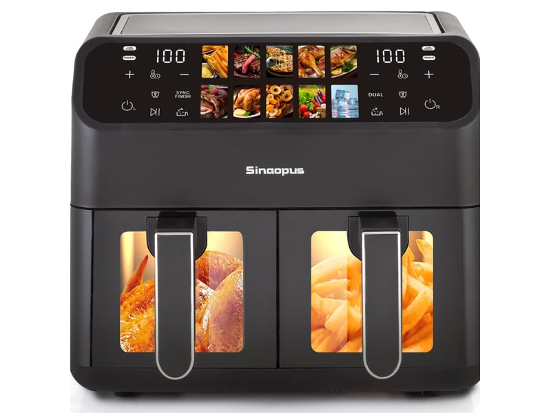  Friteuse à air 9 l 36x32x31 cm double chambre écran led noir  - Conforama A