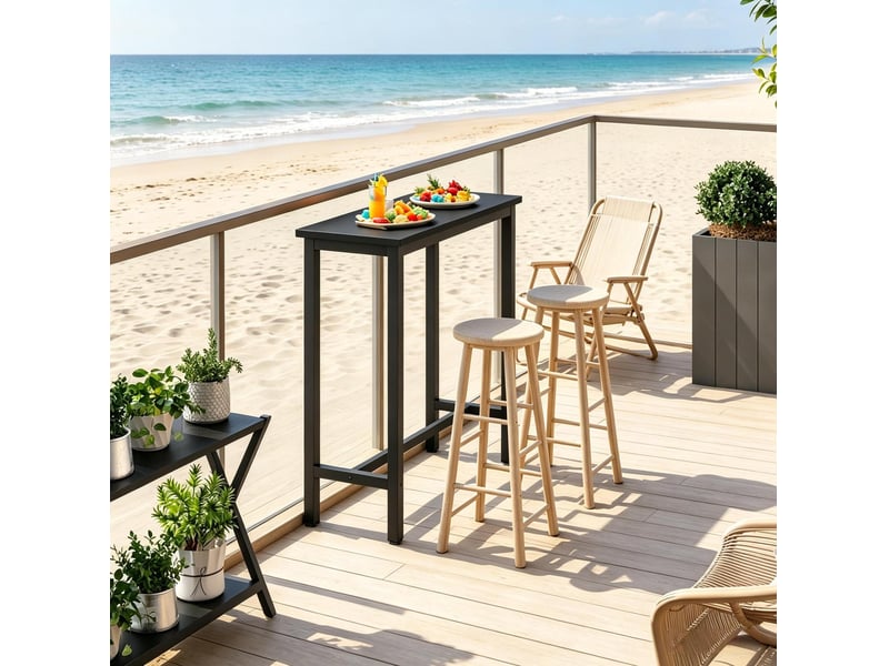  Table haute industrielle noire 100 x 40 x 100 cm – plateau en panneau de particules et métal – seulement table  - Conforama B