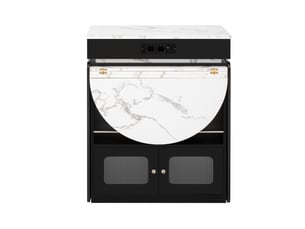 Îlot de cuisine extensible à roulettes avec led et prises noir