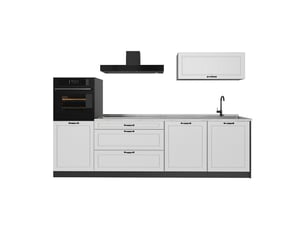 Vicco cuisine, blanc campagneanthracite, 280cm plan de travail marbre
