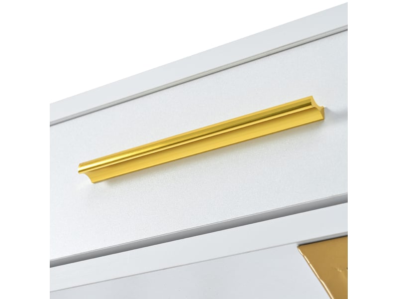  Console à 2 tiroirs, 110 x 32 x 85 cm, mdf + métal, blanc et doré  - Conforama E