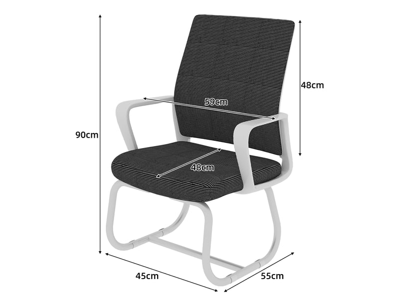  Chaise avec accoudoirs et dossier en maille noir et blanc sur pied luge IKSETERA TRADING LTD - Conforama C