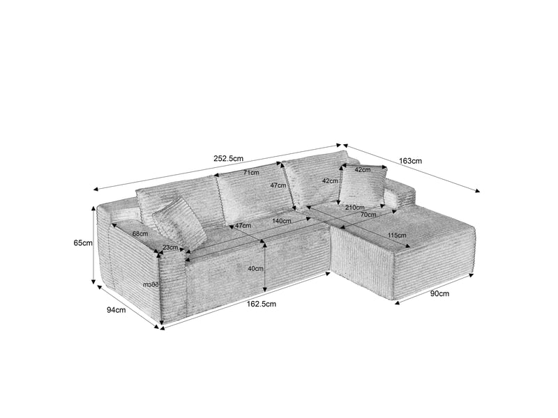Canapé modulaire d'angle en mousse et ressorts avec coussins amovibles blanc chicfurn - Conforama C