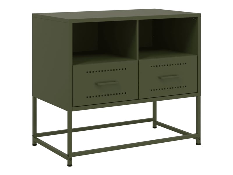  Meuble tv - banc tv - meuble de rangement vert olive 68x39x60,5 cm acier  - Conforama A