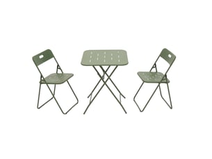 Salon de jardin bistrot pliant 3 pièces 60 x 60 cm – vert – acier e-coating, table et 2 chaises pratiques