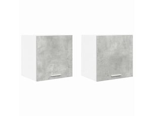 Meuble de rangement, armoire suspendue 2 pcs gris béton et blanc bois d'ingénierie shl7552