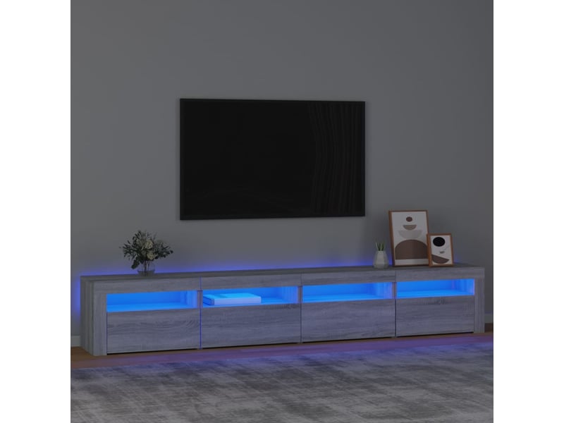  Meuble tv - banc tv - meuble de rangement avec lumières led sonoma gris 240x35x40 cm  - Conforama B