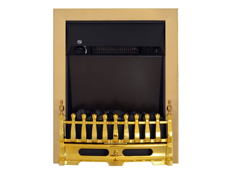  Cheminée électrique à poser 48,2 x 18,5 x 59,2 cm or, métal, effet flamme et chauffage 1000w 2000w  - Conforama A