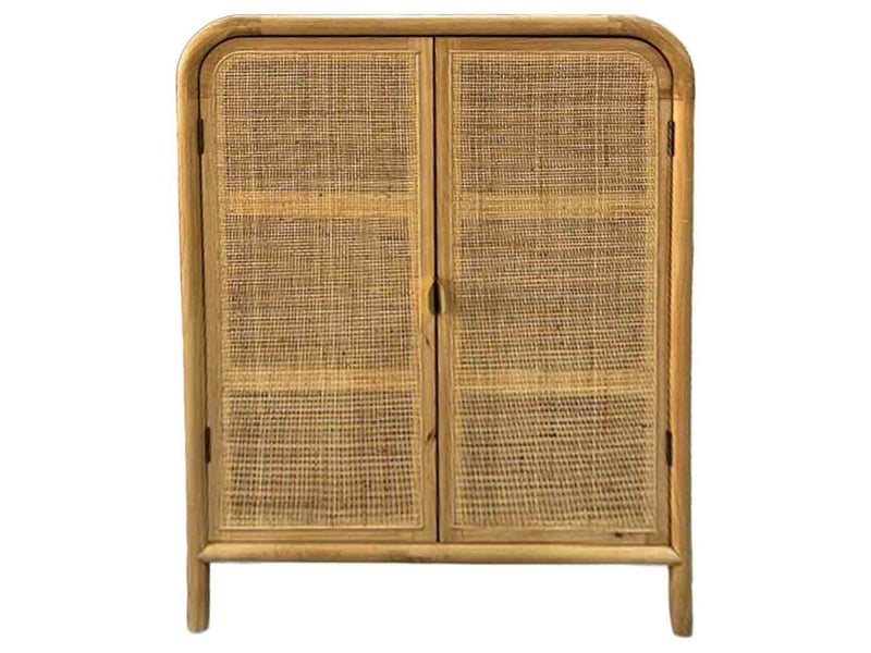  Armoire en bois et rotin marron 80 x 37 x 101 cm  - Conforama A