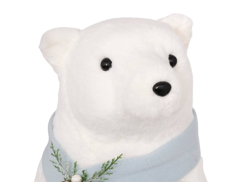  Statue ours avec écharpe polaire 100cm blanc  - Conforama B