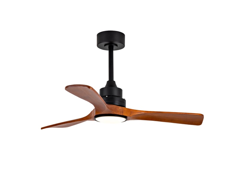 Ventilateur de plafond 42 pouces avec led, 6 vitesses, télécommande et interrupteur mural, bois noyer noir  - Conforama A