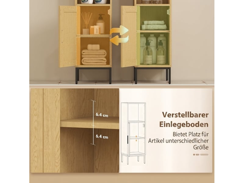  Meuble de salle de bain étroit 30x30 cm avec tablette réglable bois naturel  - Conforama E