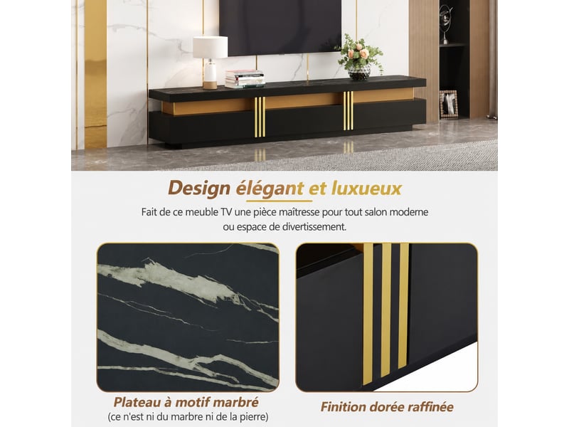  Ensemble salon meuble tv et table basse avec rangement, style moderne  - Conforama E