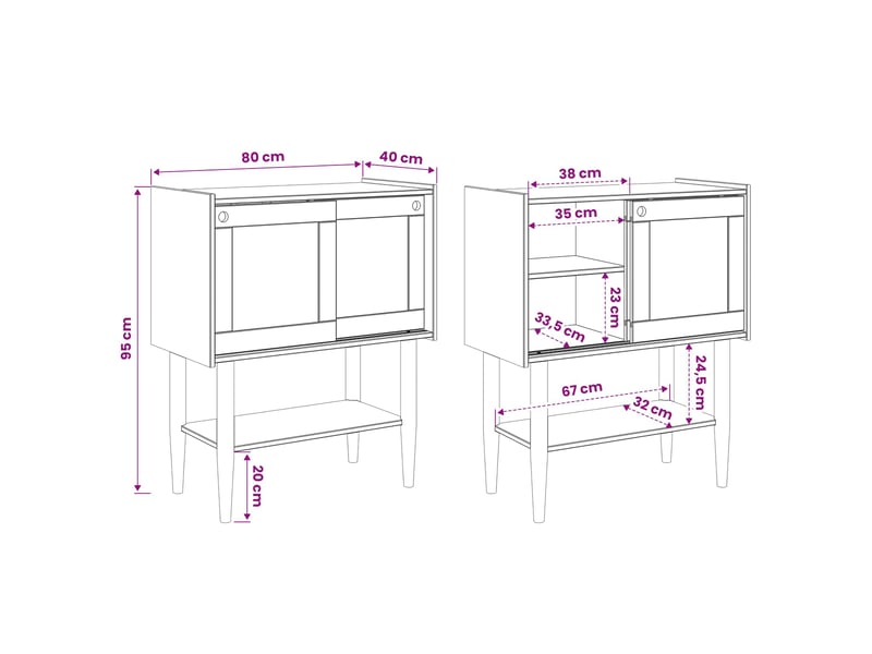 Table console, console d'entrée, meuble console bilbao caramel foncé 80 x 40 x 95 cm - Conforama E