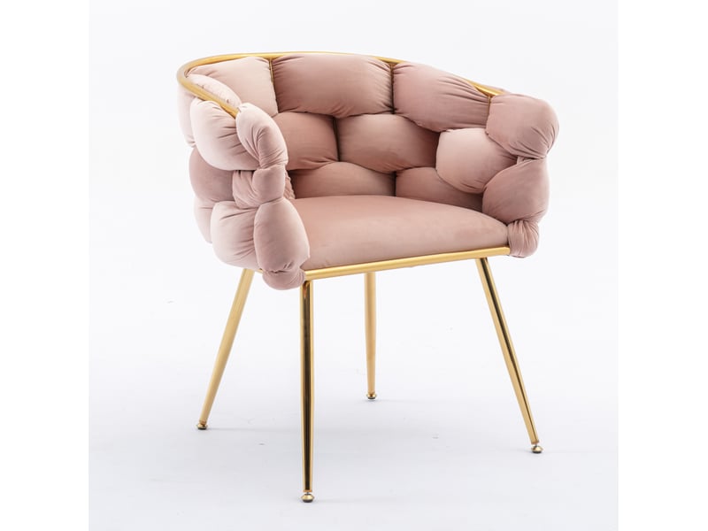  Fauteuil d'appoint 58x59x75 cm en velours rose avec structure métal doré  - Conforama A