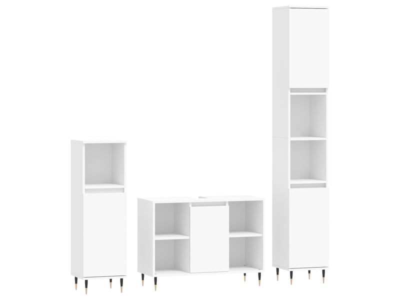  Ensemble de meubles salle de bain 3 pcs blanc bois d'ingénierie cf63941  - Conforama A