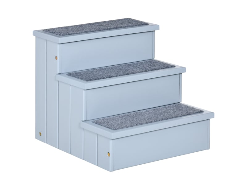  Escalier 3 marches 40,5x44,5x38 cm – gris – rangement intégré et feutre antidérapant  - Conforama A