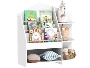 Étagère pour enfants à 7 niveaux pour livres et jouets, bords arrondis, supporte 40 kg, blanche
