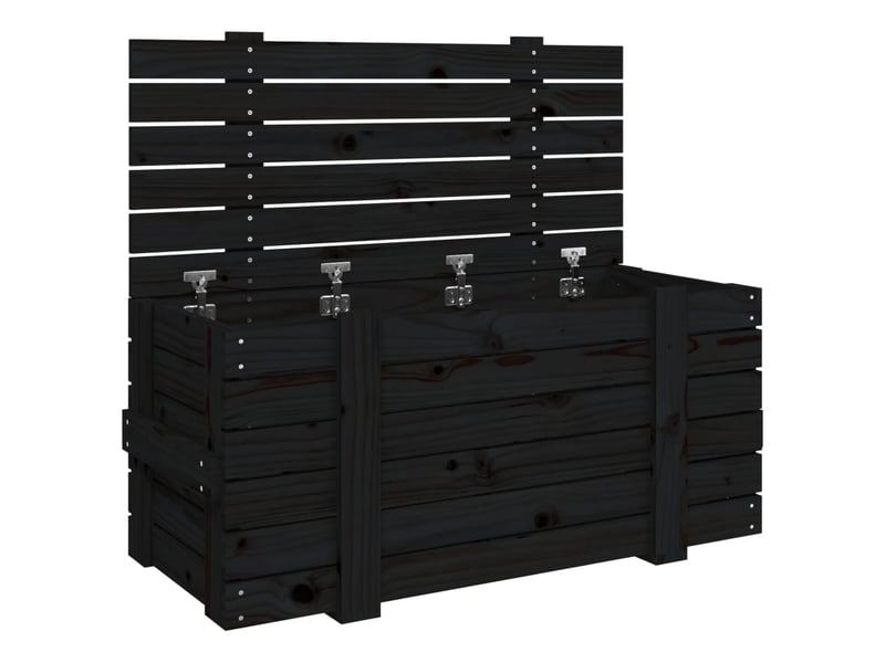  Boîte de rangement, coffre de rangement noir 91x40,5x42 cm bois massif de pin  - Conforama A