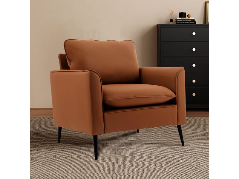  Fauteuil de détente avec coussins de tête et lombaires, design minimaliste pour salon, en similicuir marron  - Conforama C