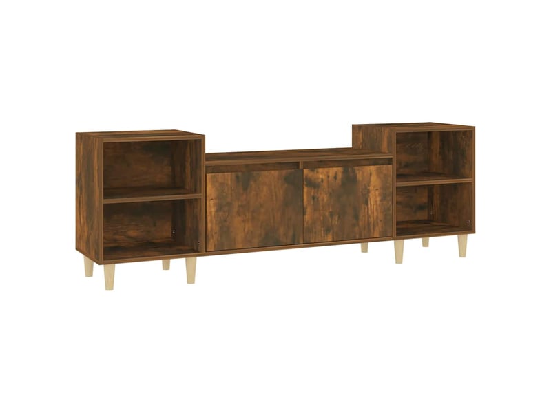  Meuble tv - banc tv - meuble de rangement chêne fumé 160x35x55 cm bois d'ingénierie  - Conforama A