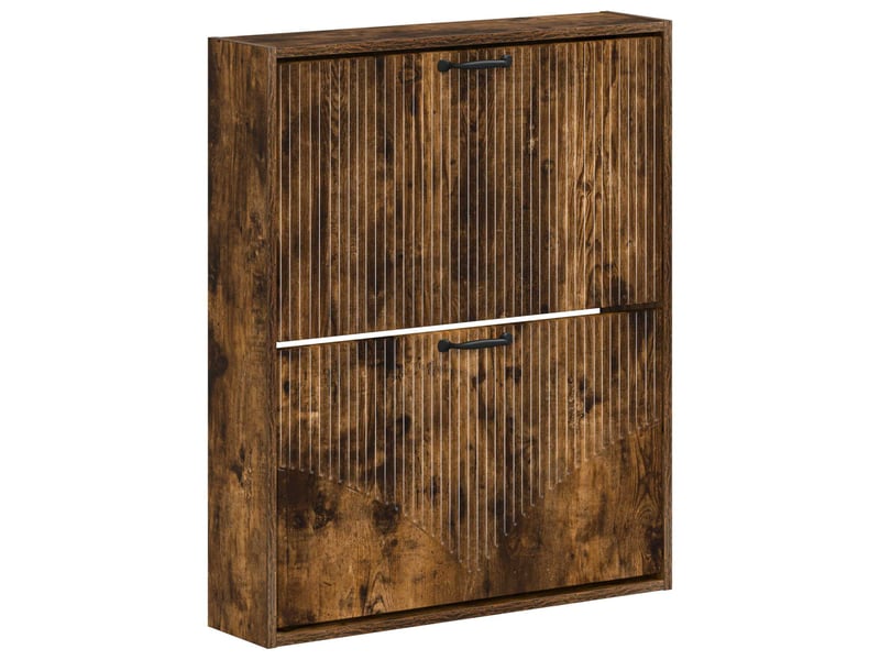  Meuble à chaussures mural, armoire à chaussures hoorn 71x17x86 cm chêne fumé  - Conforama A