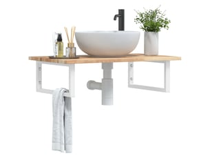 Étagère de vasque | étagère murale acier et bois massif d'acacia shl5103