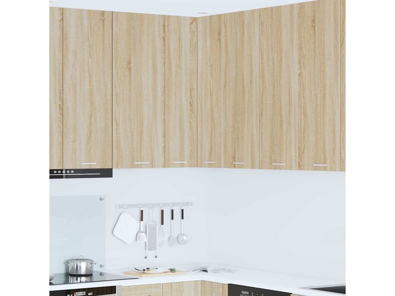 Meuble de rangement cuisine, armoire suspendue chêne sonoma et blanc 57x57x100cm - Conforama B