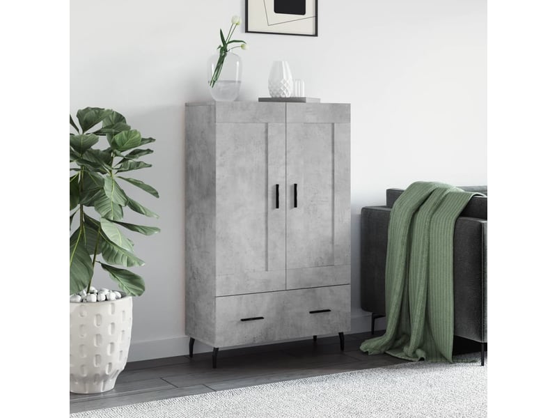  Buffet haut - bahut - meuble de rangement gris béton 69,5x31x115 cm bois d'ingénierie  - Conforama B