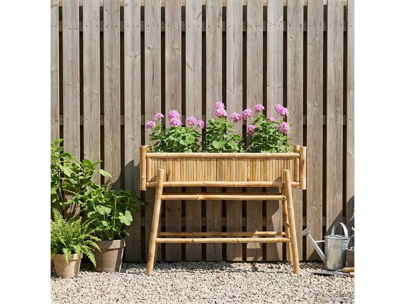  Jardinière - bac à fleurs avec support naturel 100 x 38 x 74 cm bambou  - Conforama C