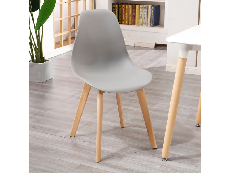  Lot de 4 chaises de salle à manger scandinaves - gris - pieds en hêtre, cuisine, salon  - Conforama C