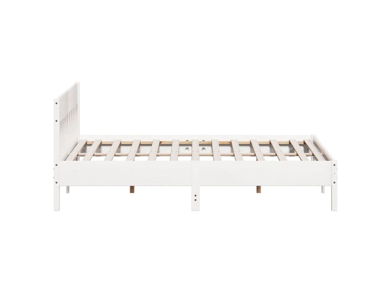  Lit double- lit adulte -  cadre de lit sans matelas blanc 200x200 cm bois massif de pin  - Conforama D