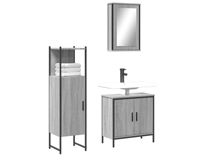  Ensemble de meubles de salle de bain 3 pcs sonoma gris cf63824  - Conforama B