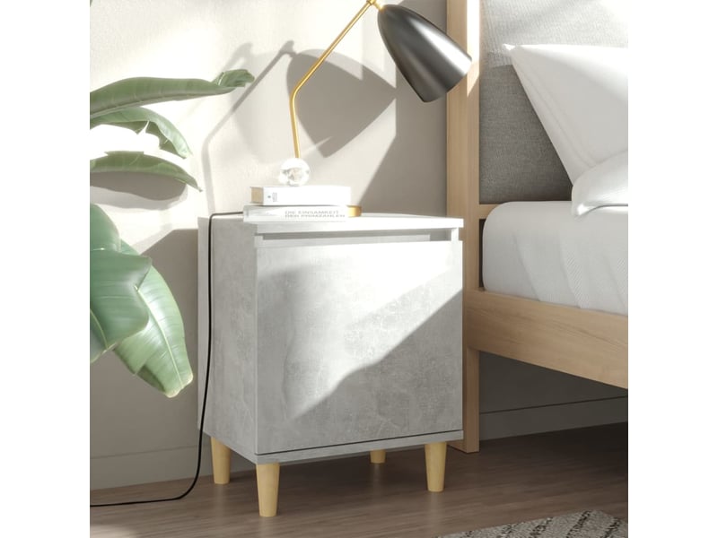  Tables de chevet avec pieds en bois 2 pièces gris béton 40x30x50cm  - Conforama B