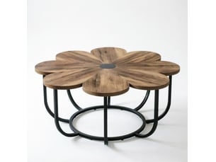 Table basse 100x100x50 cm métal bois noir et marron