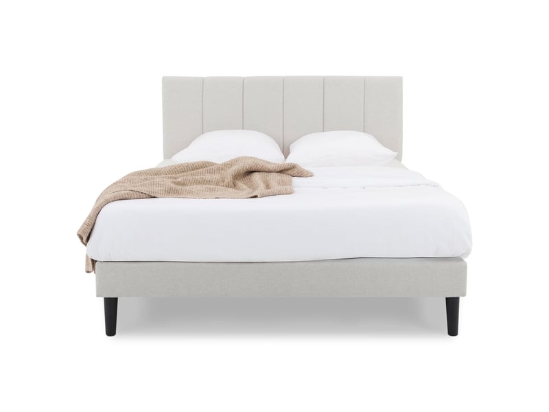  Lit double olbia 140 x 190 avec sommier en tissu - gris clair  - Conforama C