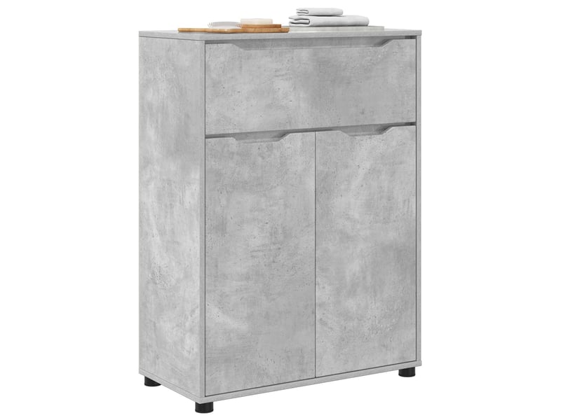  Cabinet de salle de bain, meuble de rangement gris béton 72.5x36.5x100 cm  - Conforama C