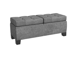Banc de rangement en tissu avec rembourrage matelassé, 116 x 41 x 47 cm, gris