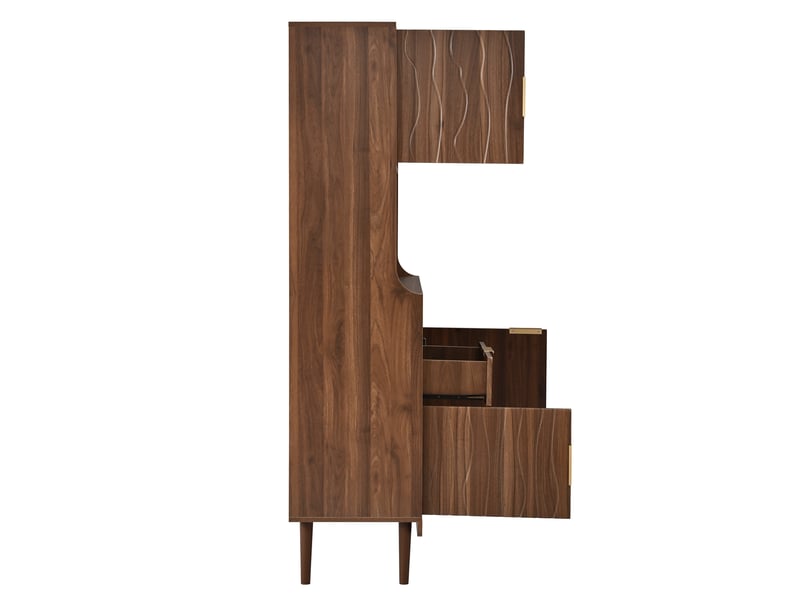  Buffet haut avec tiroir, portes, étagères ouvertes et pieds en bois massif  - Conforama D