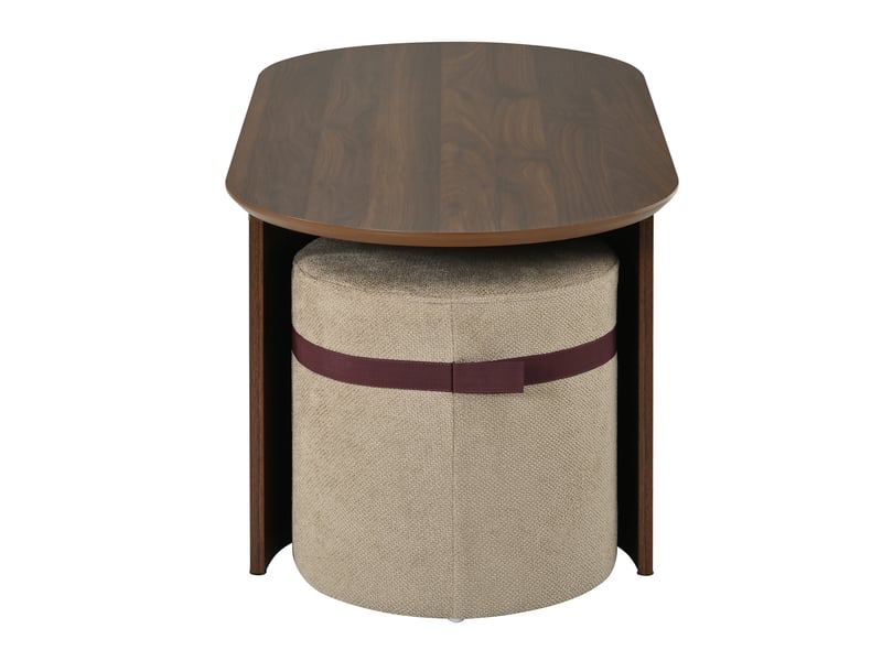  Table basse avec 2 poufs - ensemble 3 pièces- table ovale et poufs ronds - salon  - Conforama R