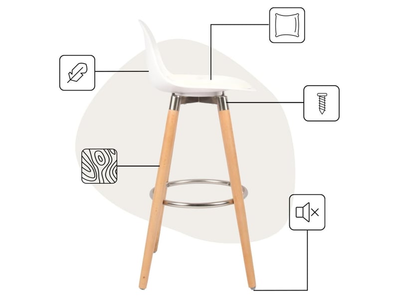 Lot de 2 tabourets de bar blanc bois de hêtre  39,5 x 44 x 91 cm 50765 - Conforama C