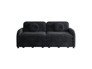 Canapé droit convertible 2 places Tissu noir