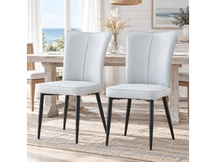 Lot de 2 chaises de salle à manger moderne 36x42,5x89 cm, assise rembourrée et dossier ergonomique, pu, gris clair+noir